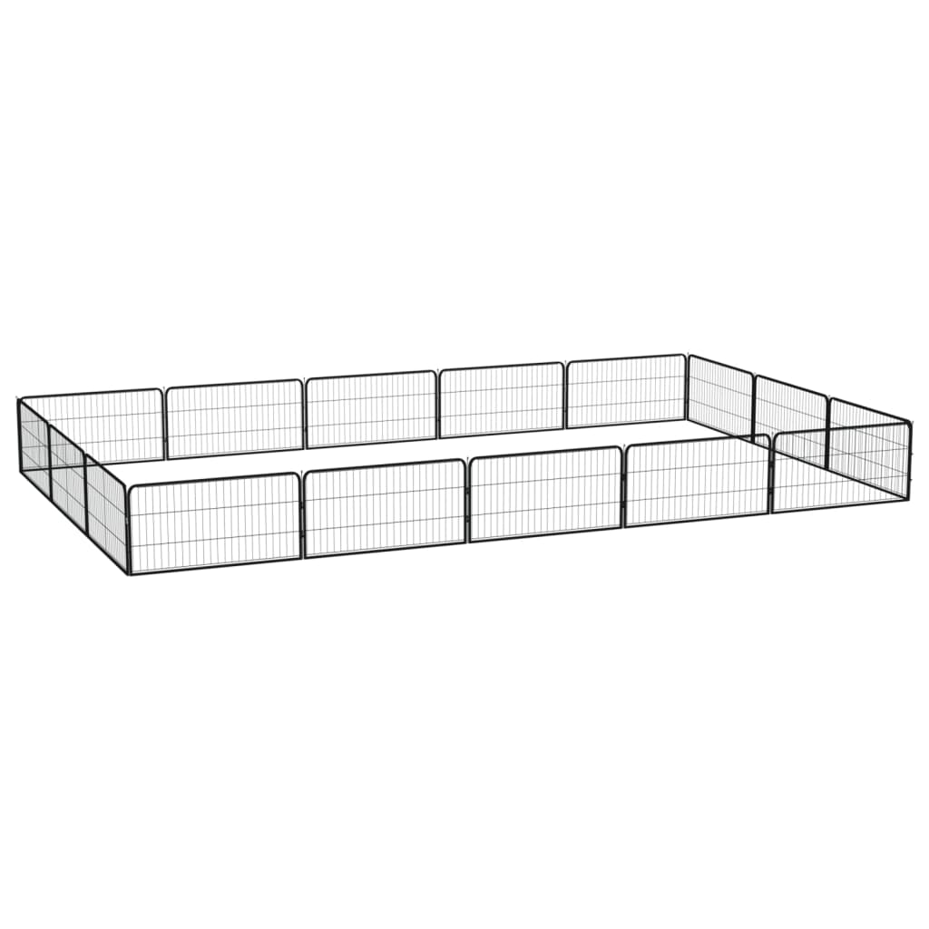 vidaXL 16-tlg. Hundelaufstall Schwarz 100x50cm Stahl Pulverbeschichtet