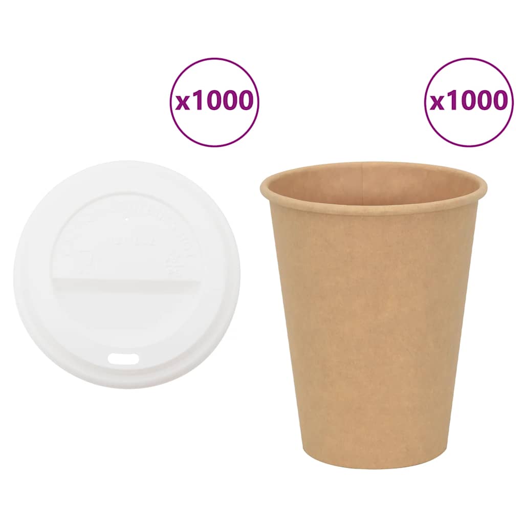 vidaXL Pappbecher mit Deckeln 1000 Stk. 12oz 300ml