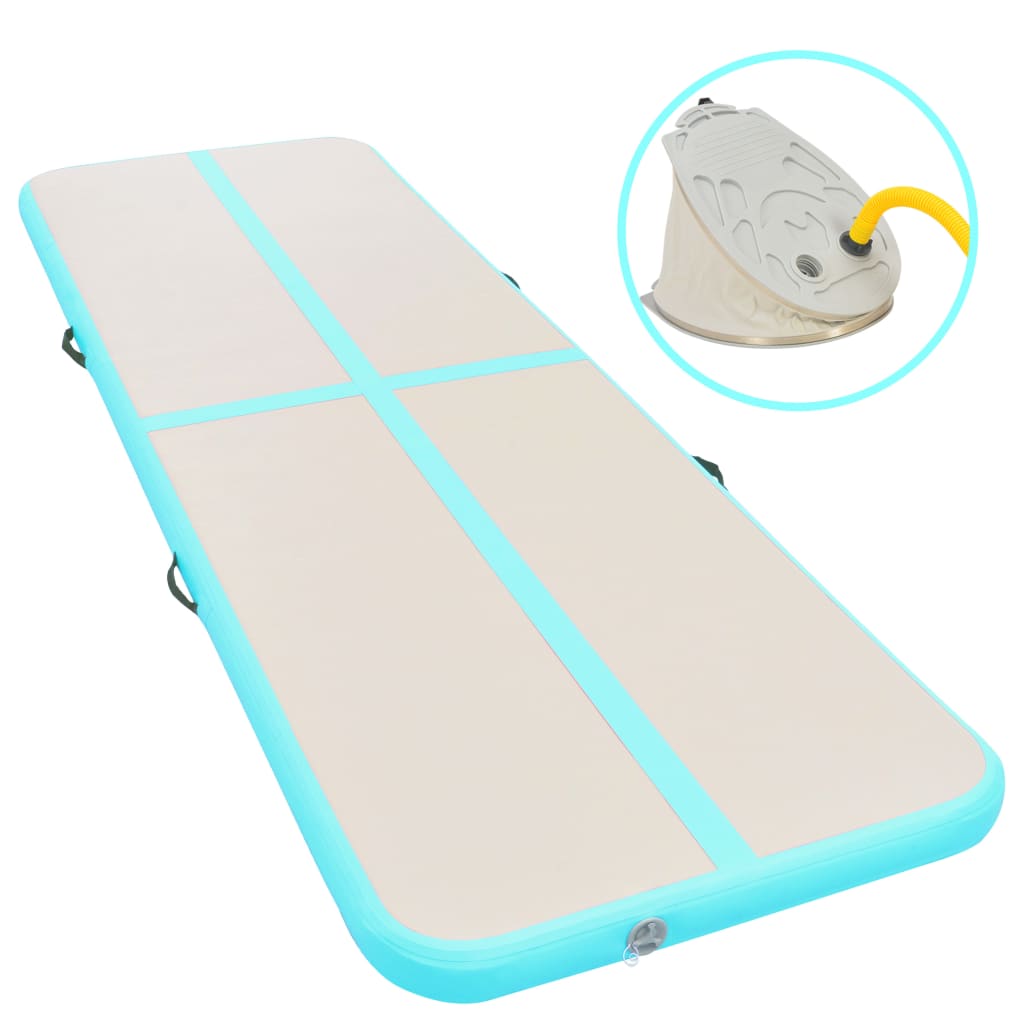 vidaXL Aufblasbare Gymnastikmatte mit Pumpe 400x100x10 cm PVC Grün 