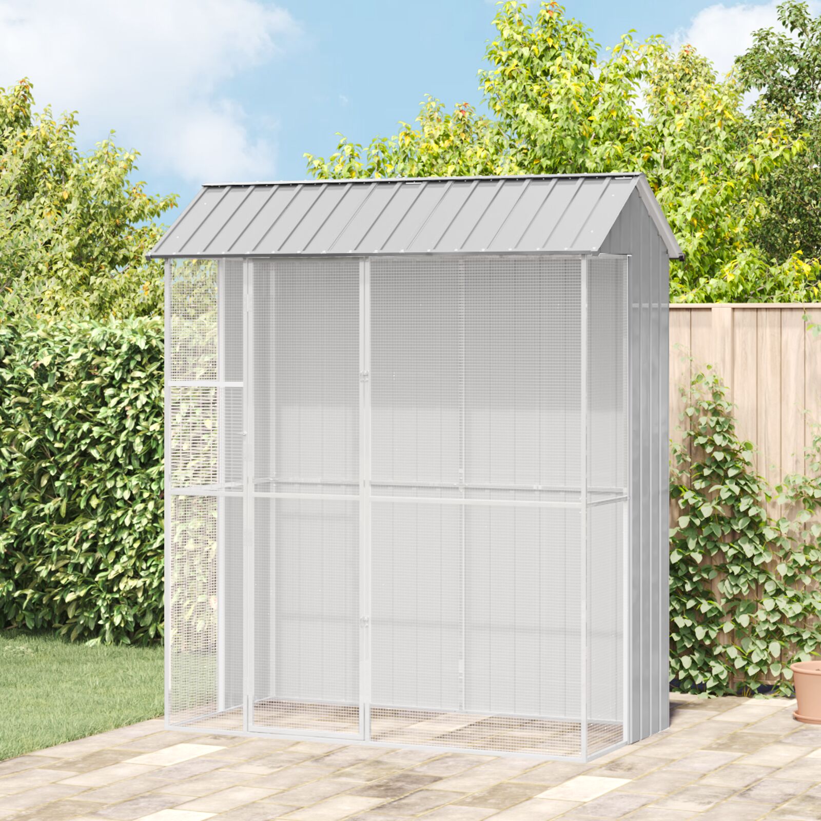 vidaXL Vogelvoliere grau 215x110x247 cm Stahl