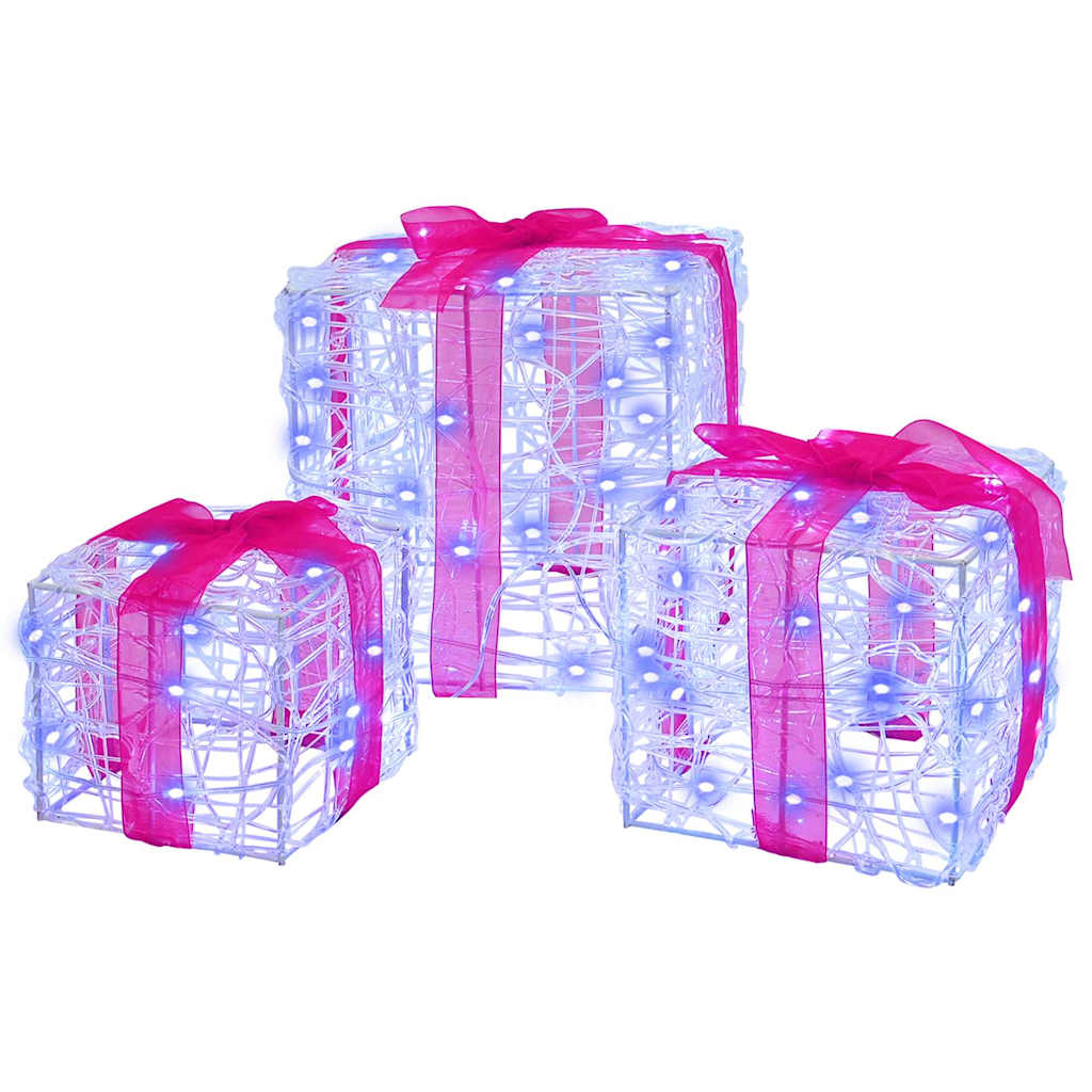 vidaXL Geschenkbox mit 60 LEDs 3 pcs Blau 20 x 20 x 20 cm Acryl vidaXL Geschenkbox mit 60 LEDs 3 pcs Blau 20 x 20 x 20 cm Acryl