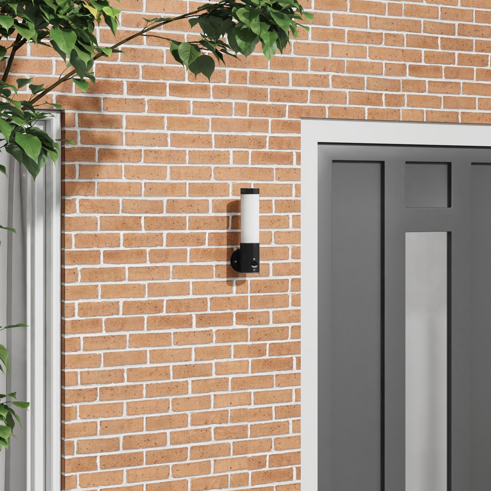 vidaXL Außenwandleuchte mit Sensor Schwarz Edelstahl IP44