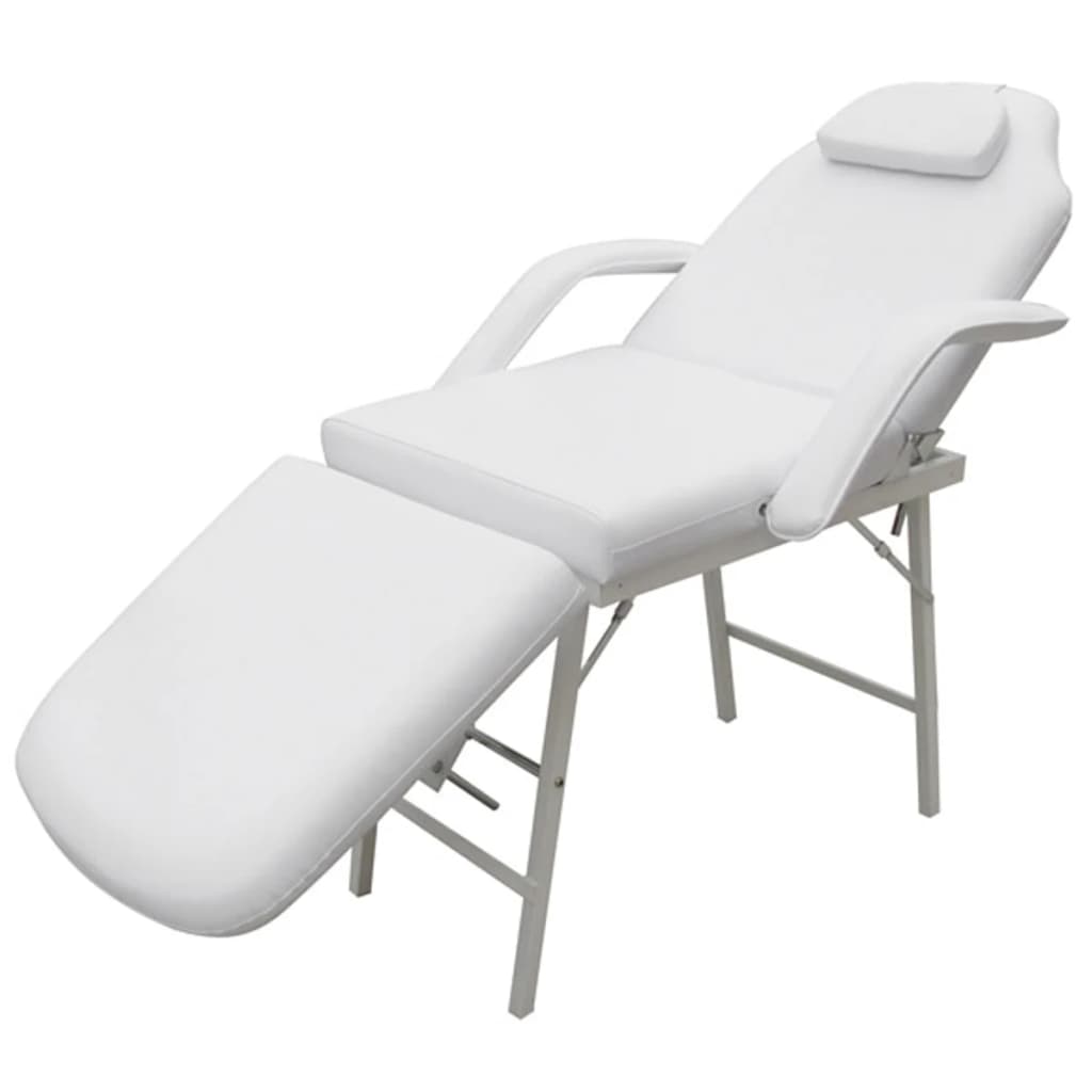 vidaXL Kosmetikstuhl Tragbar Kunstleder 185×78×76 cm Weiß 