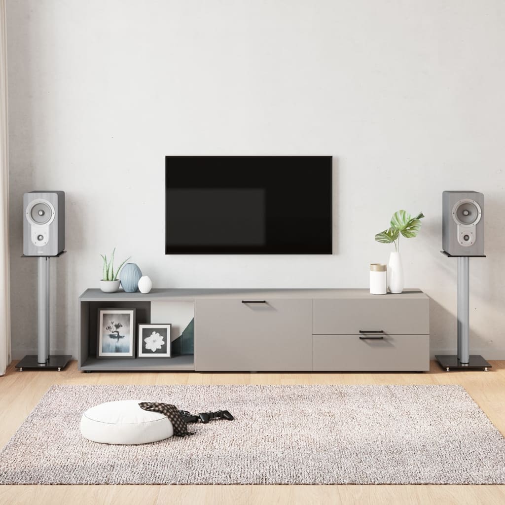 vidaXL Lautsprecher-Ständer 2 Stk. Schwarz & Silbern Hartglas 2 Säulen