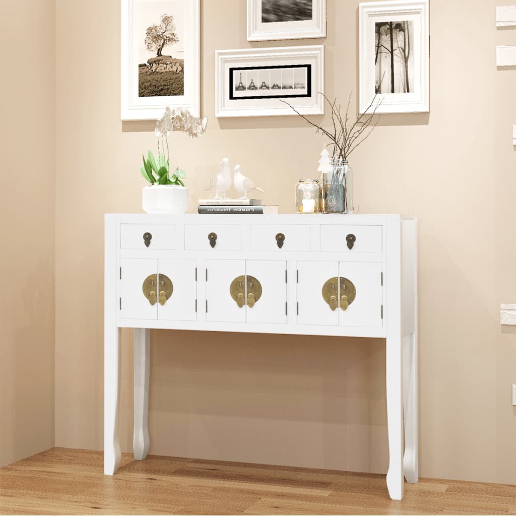   vidaXL Sideboard Chinesischer Stil Massivholz Weiß