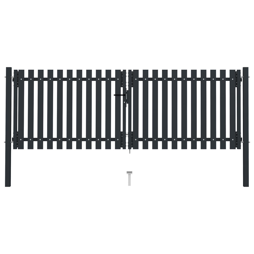 vidaXL Doppelflügel Zauntor Stahl 306x175 cm Anthrazit