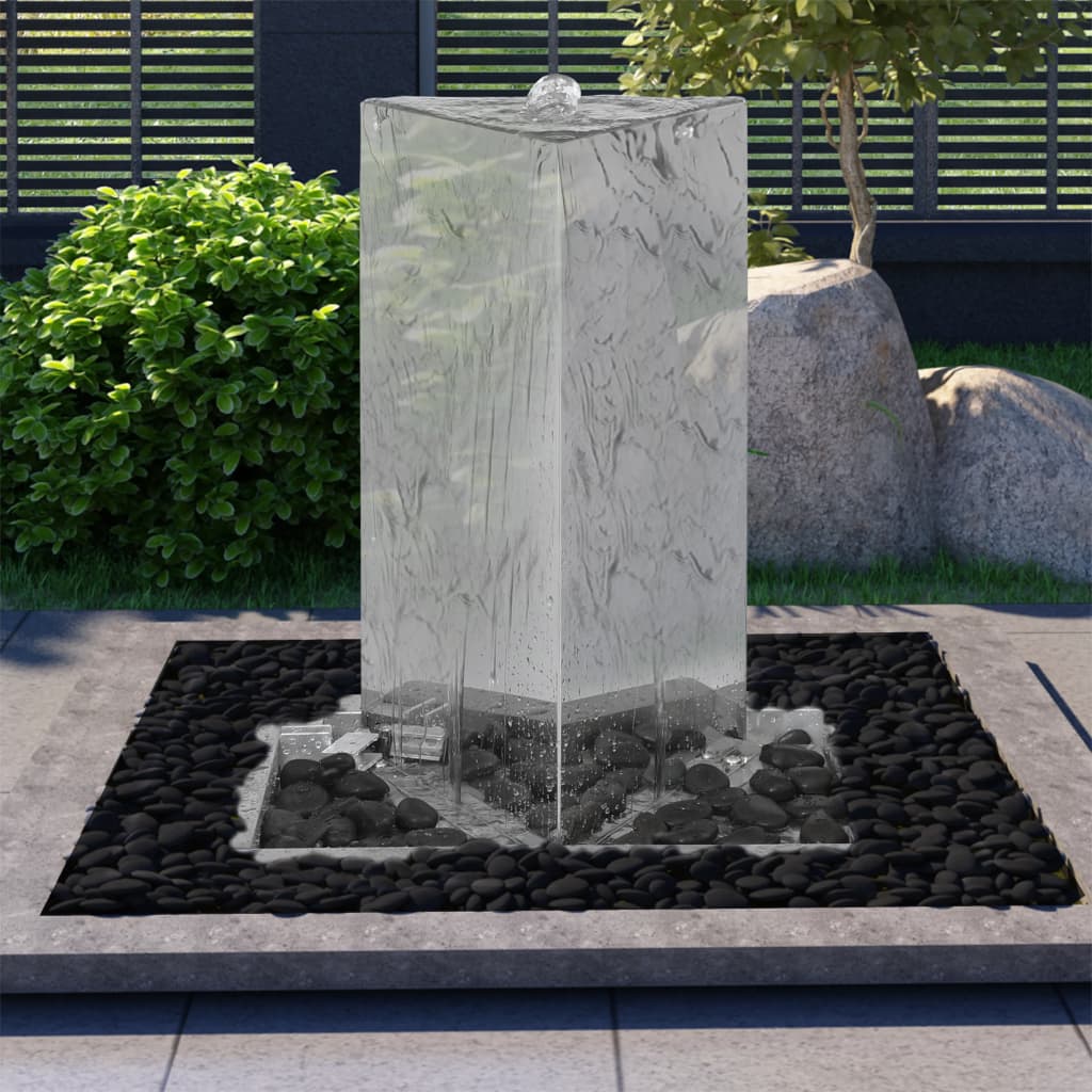 vidaXL Gartenbrunnen mit Pumpe Edelstahl 76 cm Dreieckig