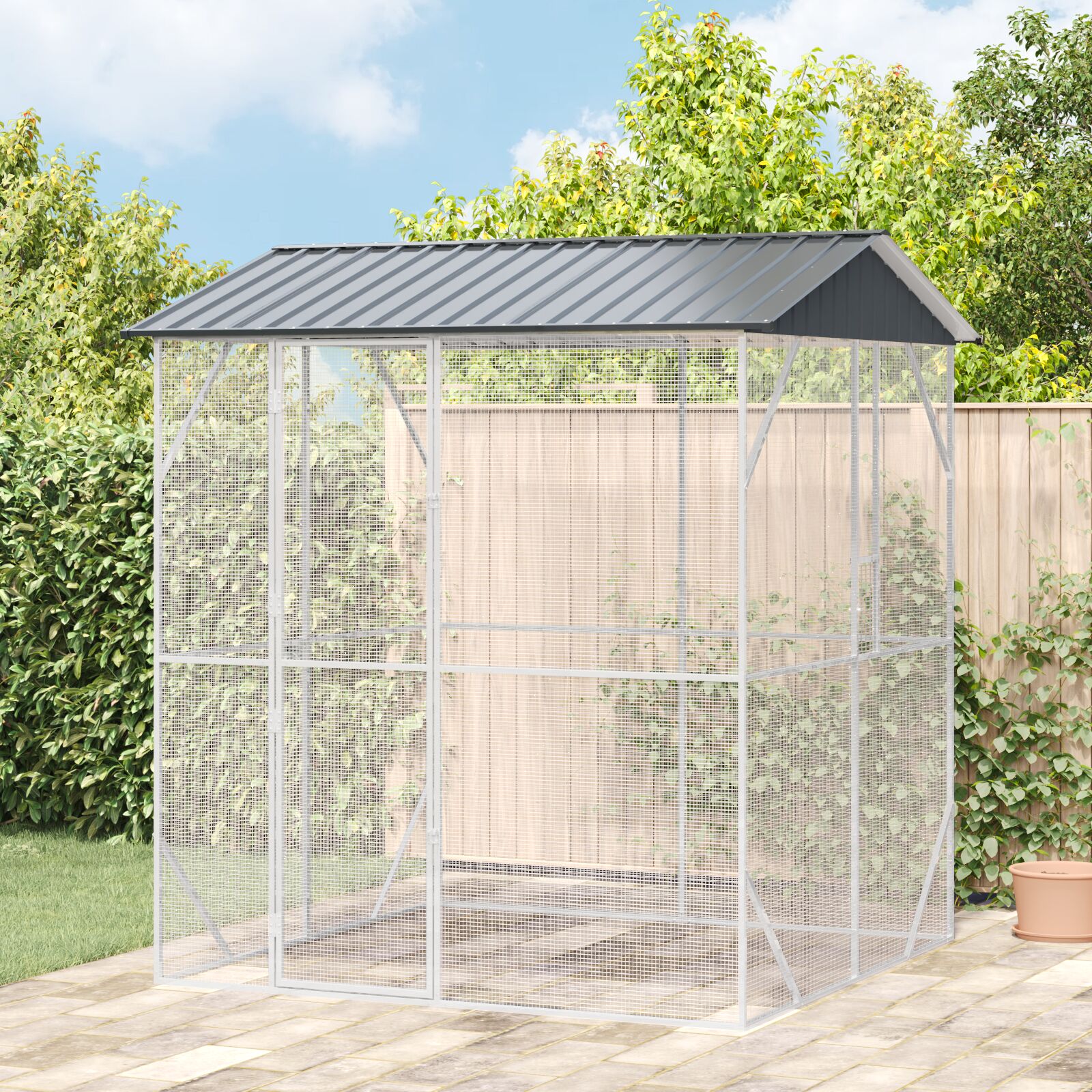 vidaXL Vogelvoliere Anthrazit 210x227x247 cm Stahl