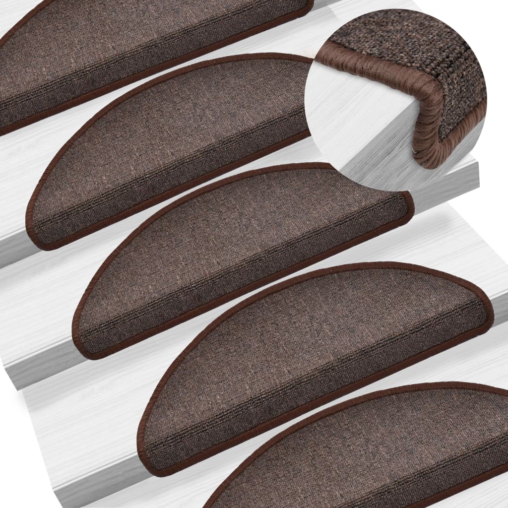 vidaXL 15 Stk. Treppenmatten Kaffeebraun 65 x 24 x 4 cm
