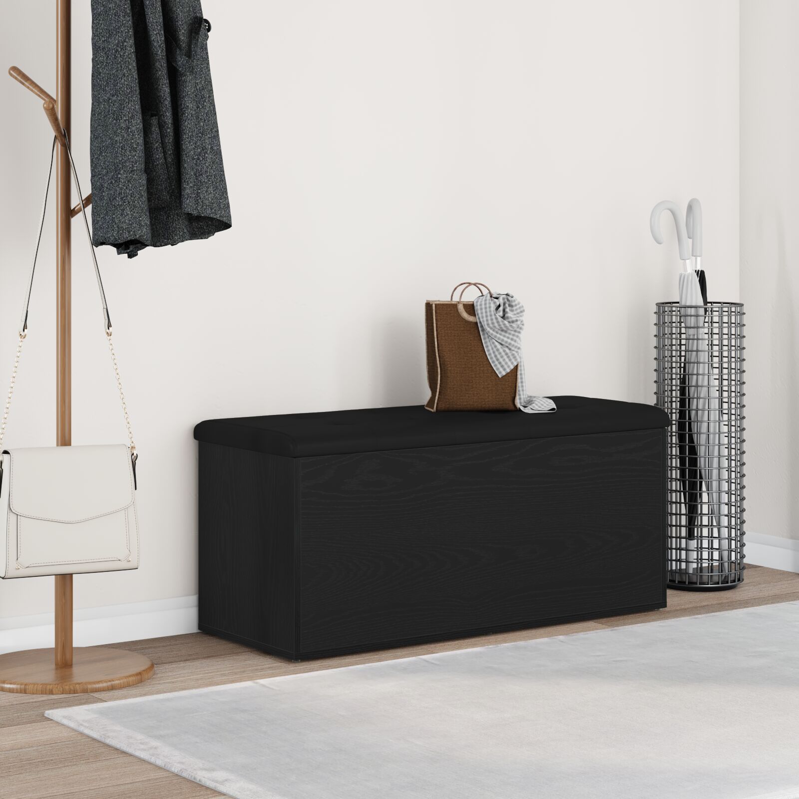 vidaXL Aufbewahrungsbank Schwarze Eiche 100x40x45 cm Ingenieured Holz