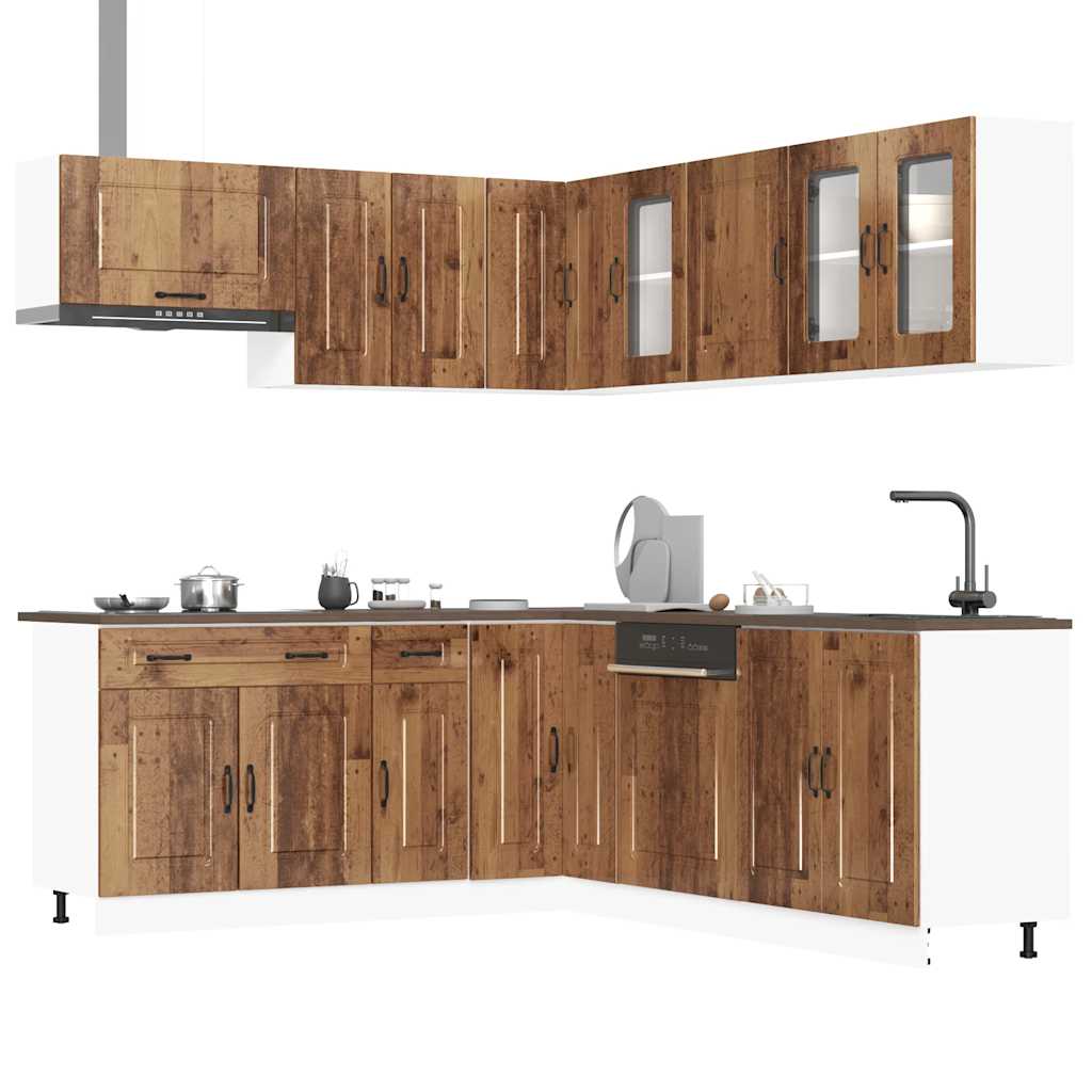 vidaXL 11-tlg. Küchenschrank-Set Kalmar Altholz-Optik Holzwerkstoff