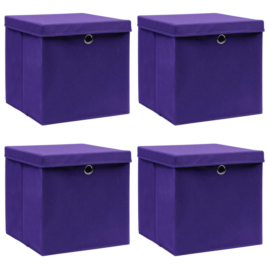  vidaXL Aufbewahrungsboxen mit Deckeln 4 Stk. Lila 32x32x32 cm Stoff