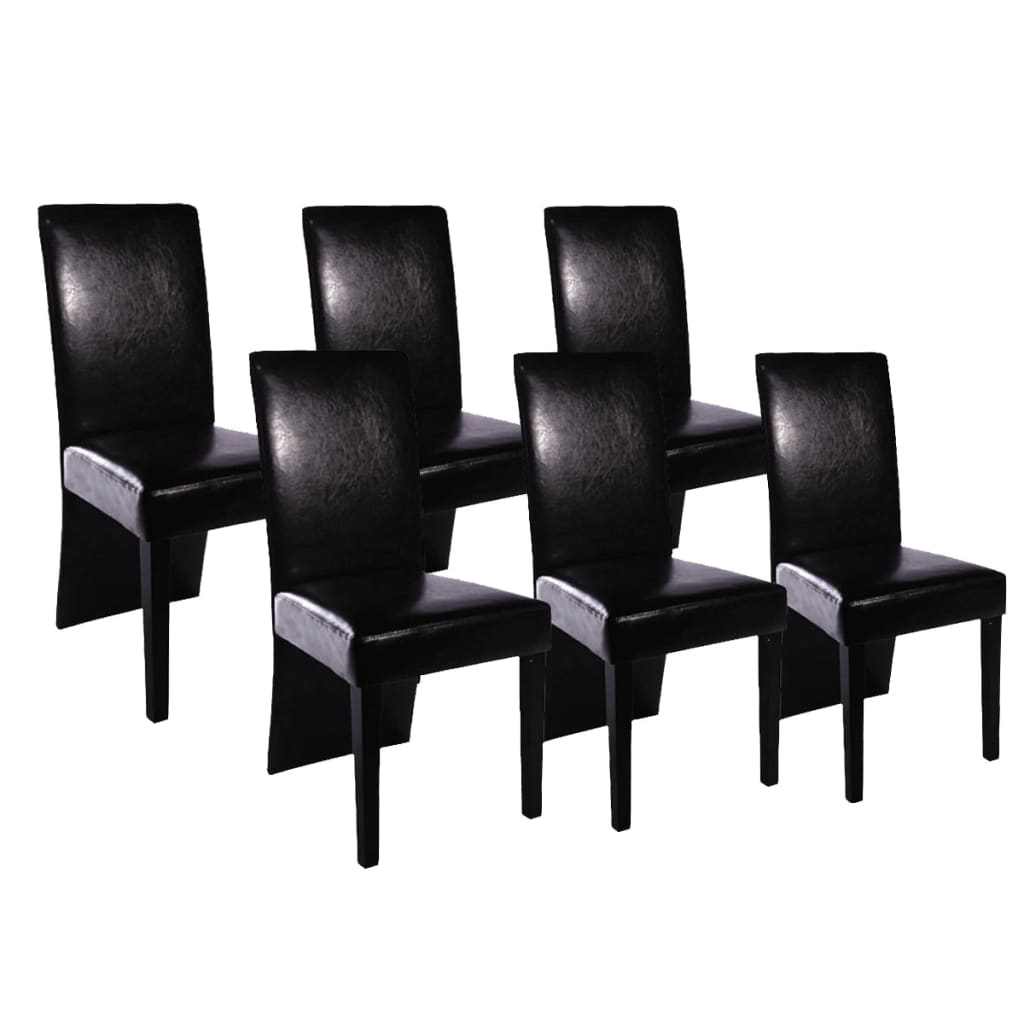  vidaXL Esszimmerstühle 6 Stk. Schwarz Kunstleder