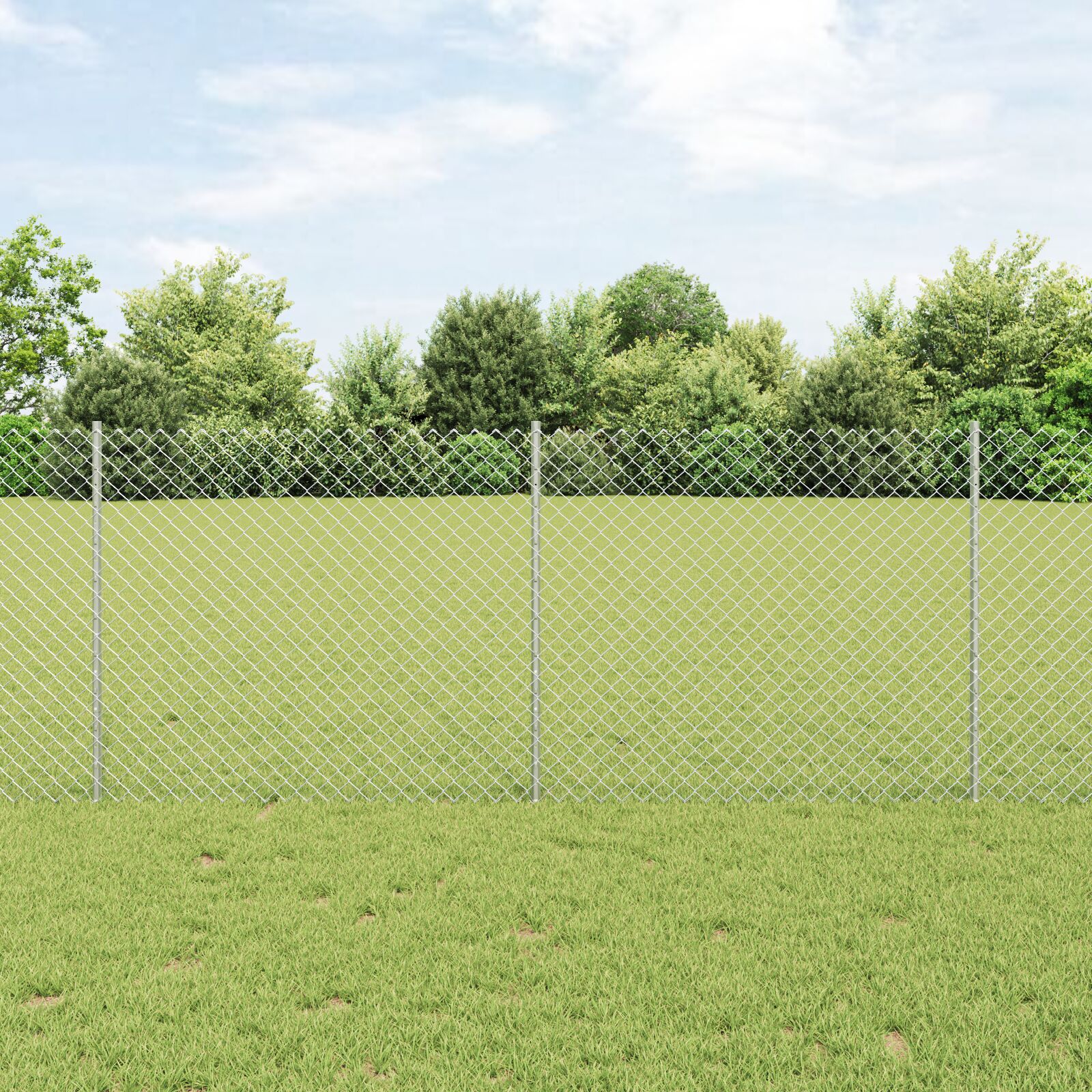 vidaXL Drahtzaun mit 20 U-Posts Silber 1x10 m Stahl