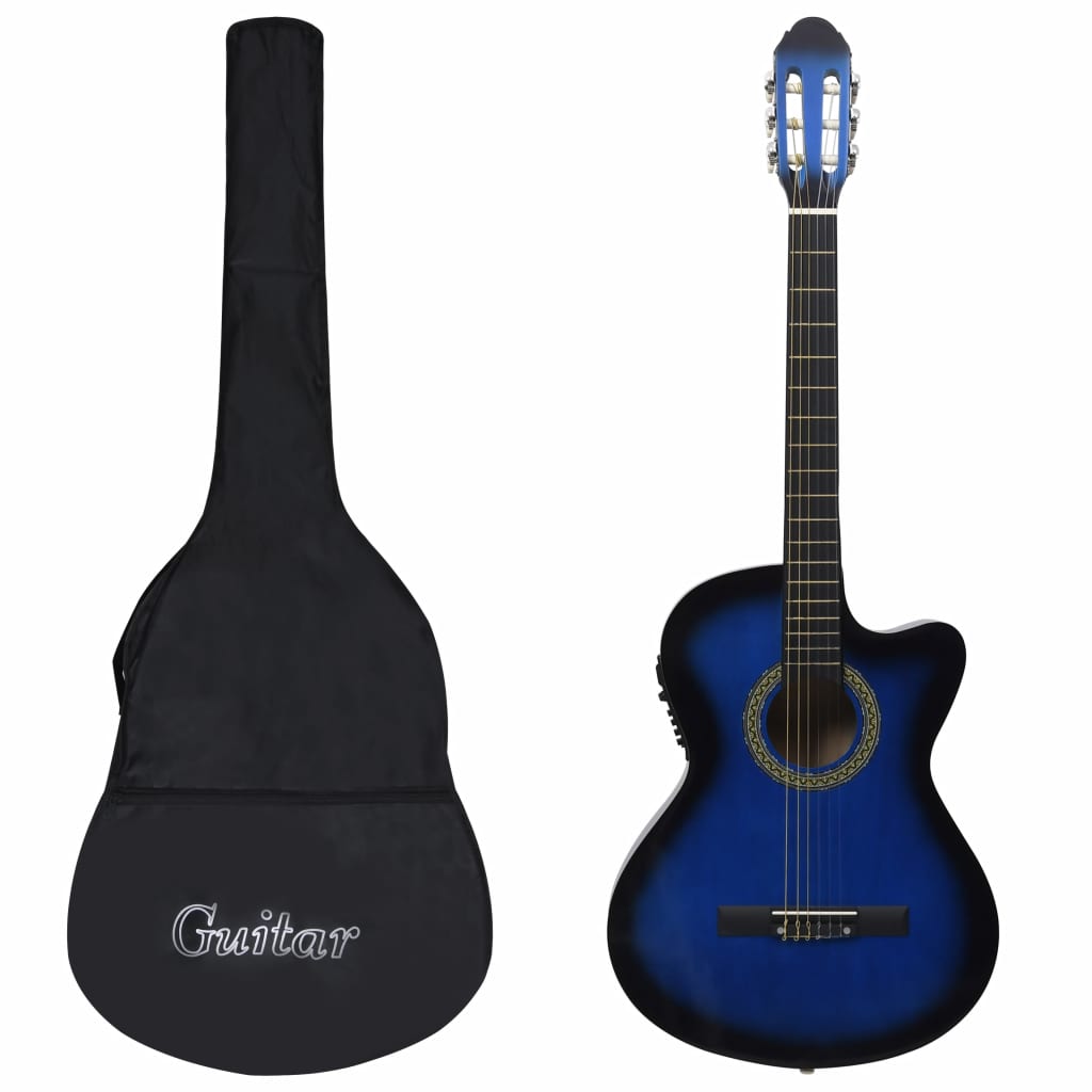 vidaXL 12-tlg. Western Gitarren-Set mit Equalizer und 6 Saiten Blau   