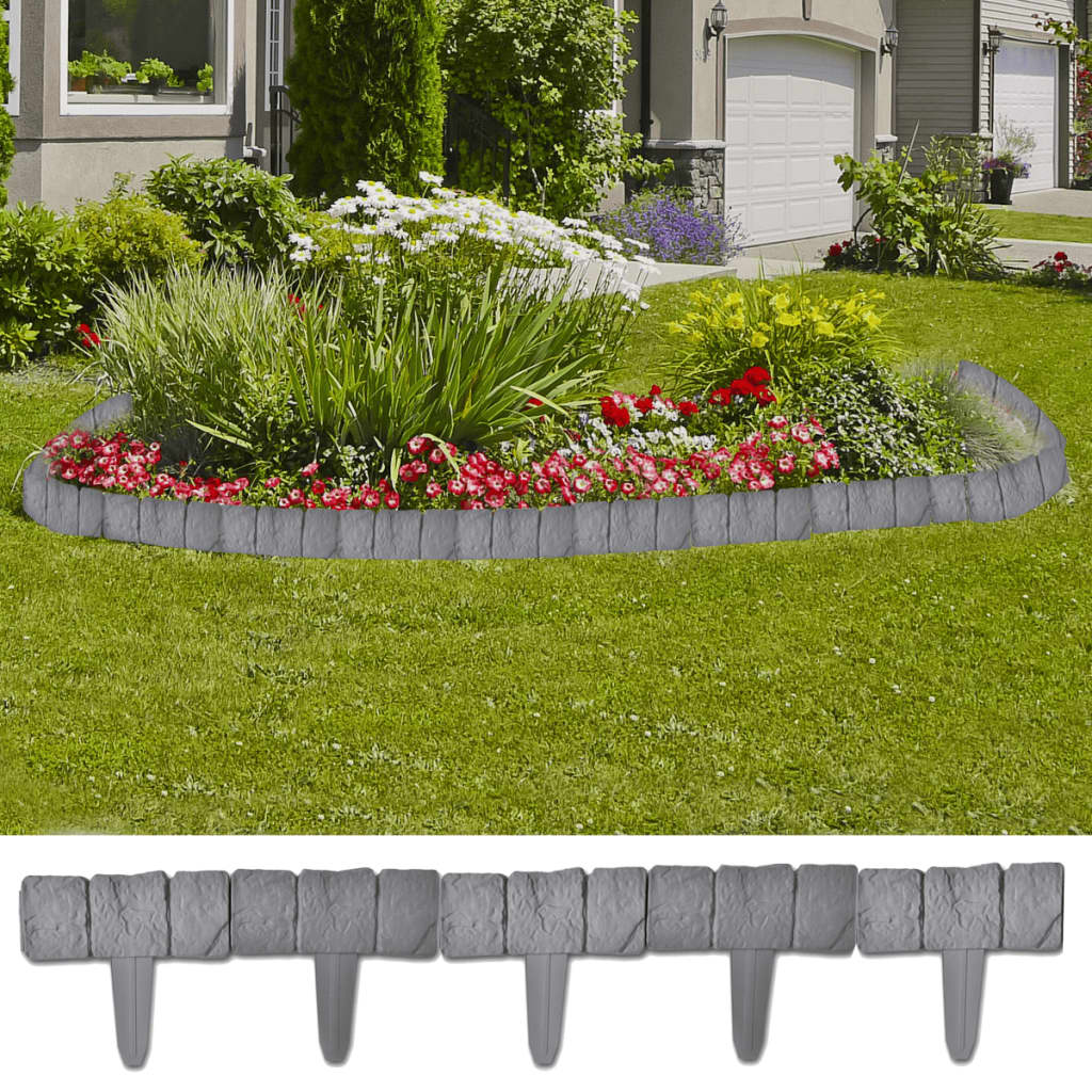 vidaXL Beeteinfassung 41 Stk. Kunststoff Stein-Optik 10 m