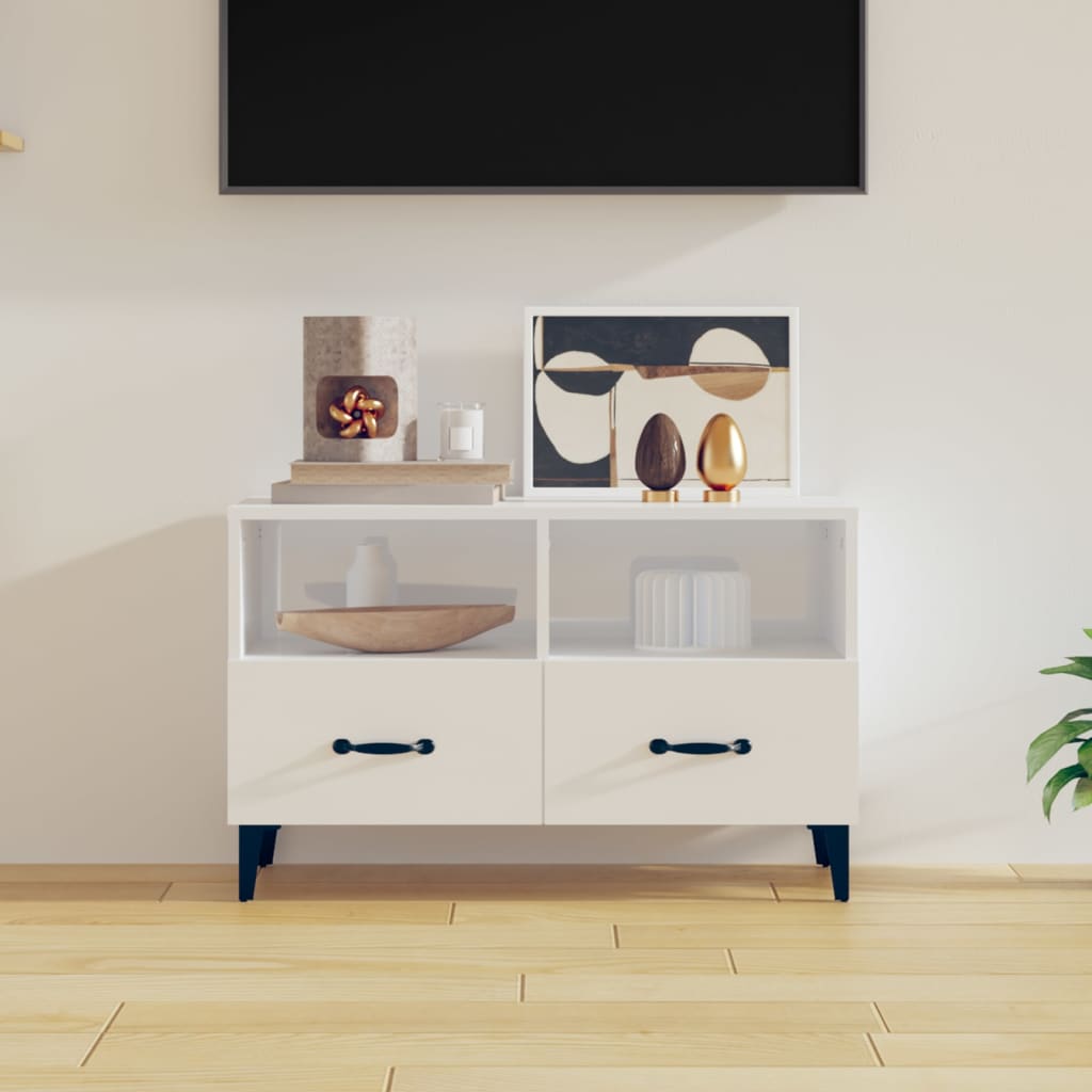  vidaXL TV-Schrank Hochglanz-Weiß 80x36x50 cm Holzwerkstoff