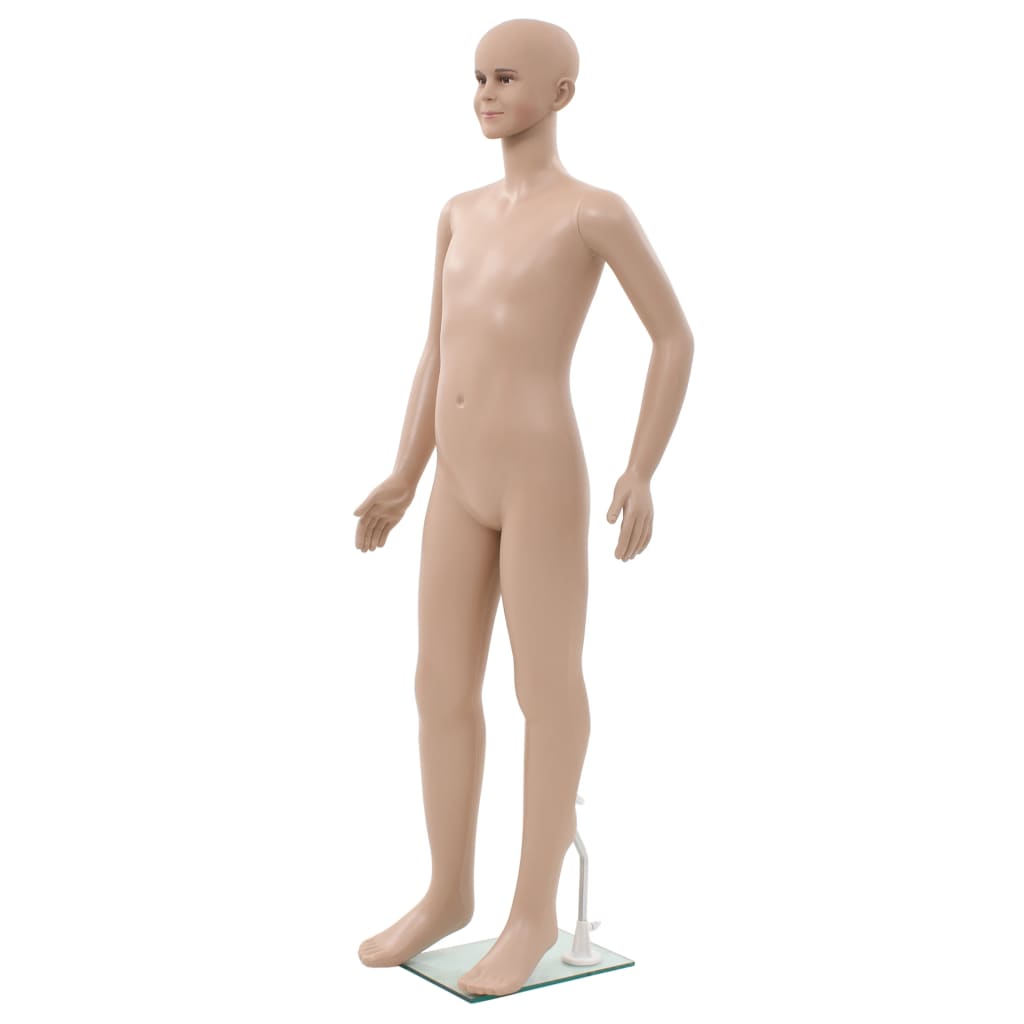 vidaXL Ganzkörper-Schaufensterpuppe Kind mit Glassockel Beige 180 cm 