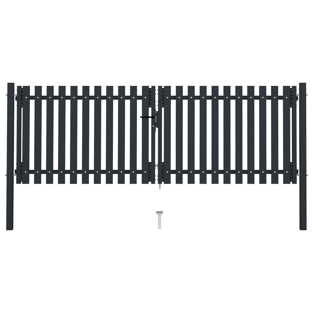 vidaXL Doppelflügel Zauntor Stahl 306x125 cm Anthrazit