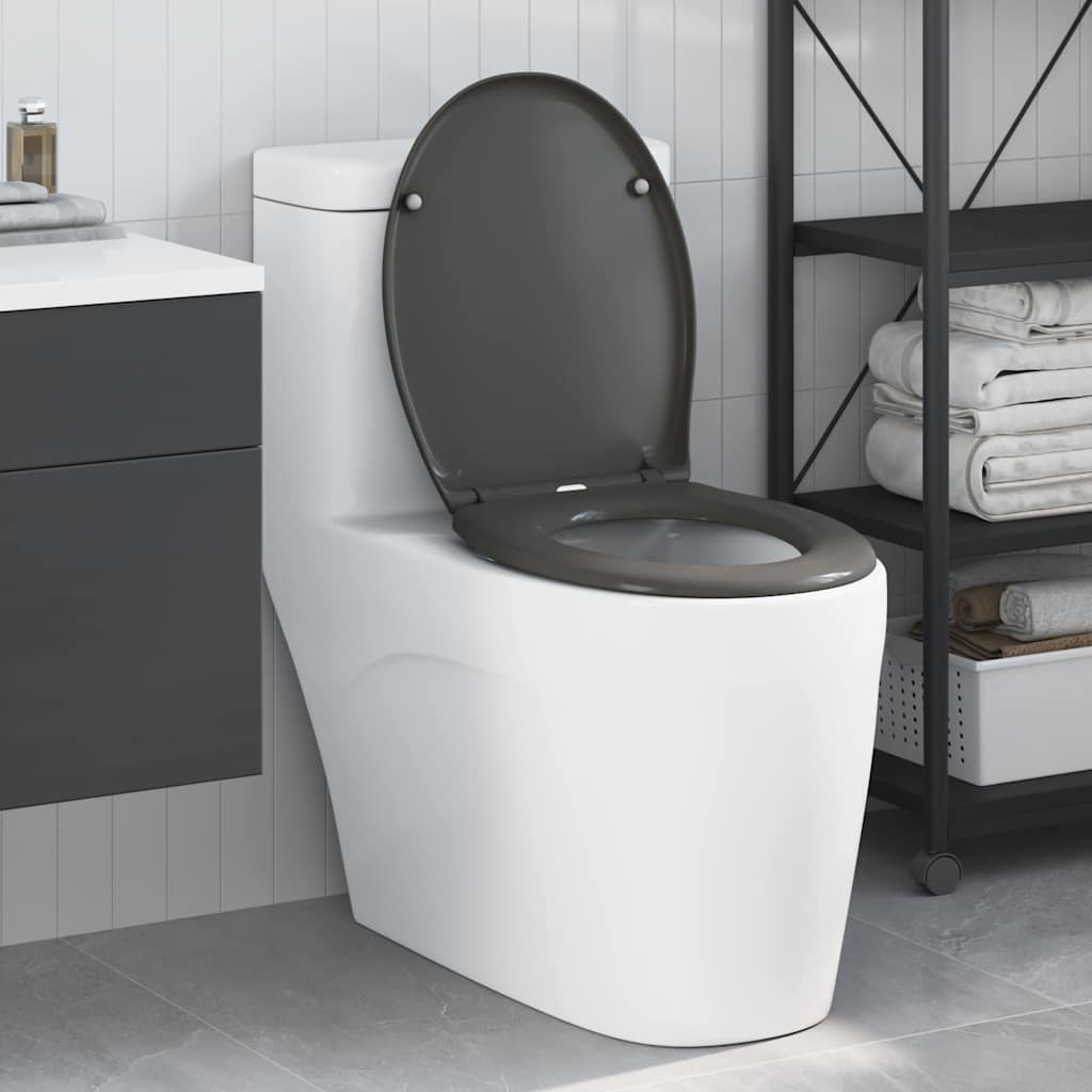 vidaXL Schnellverschluss-WC-Sitz Anthrazit 44,8 x 37,3 x 4,2 cm