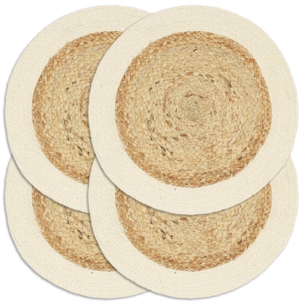 vidaXL Tischsets 4 Stk. Natur 38 cm Rund Jute und Baumwolle 