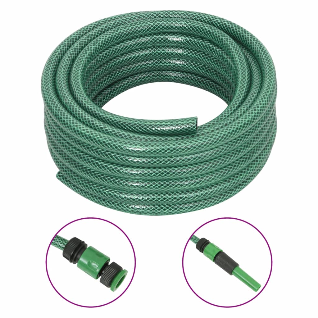 vidaXL Gartenschlauch mit Armaturen-Set Grün 0,6" 50 m PVC