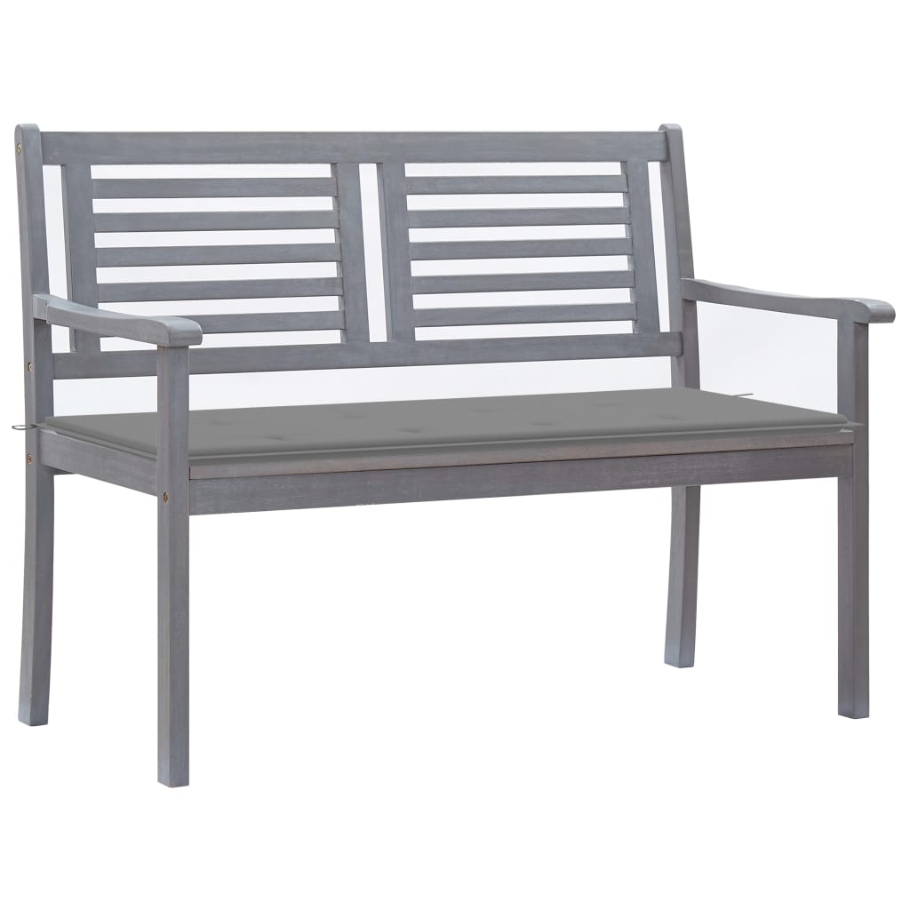 vidaXL 2-Sitzer-Gartenbank mit Auflage 120 cm Grau Eukalyptusholz