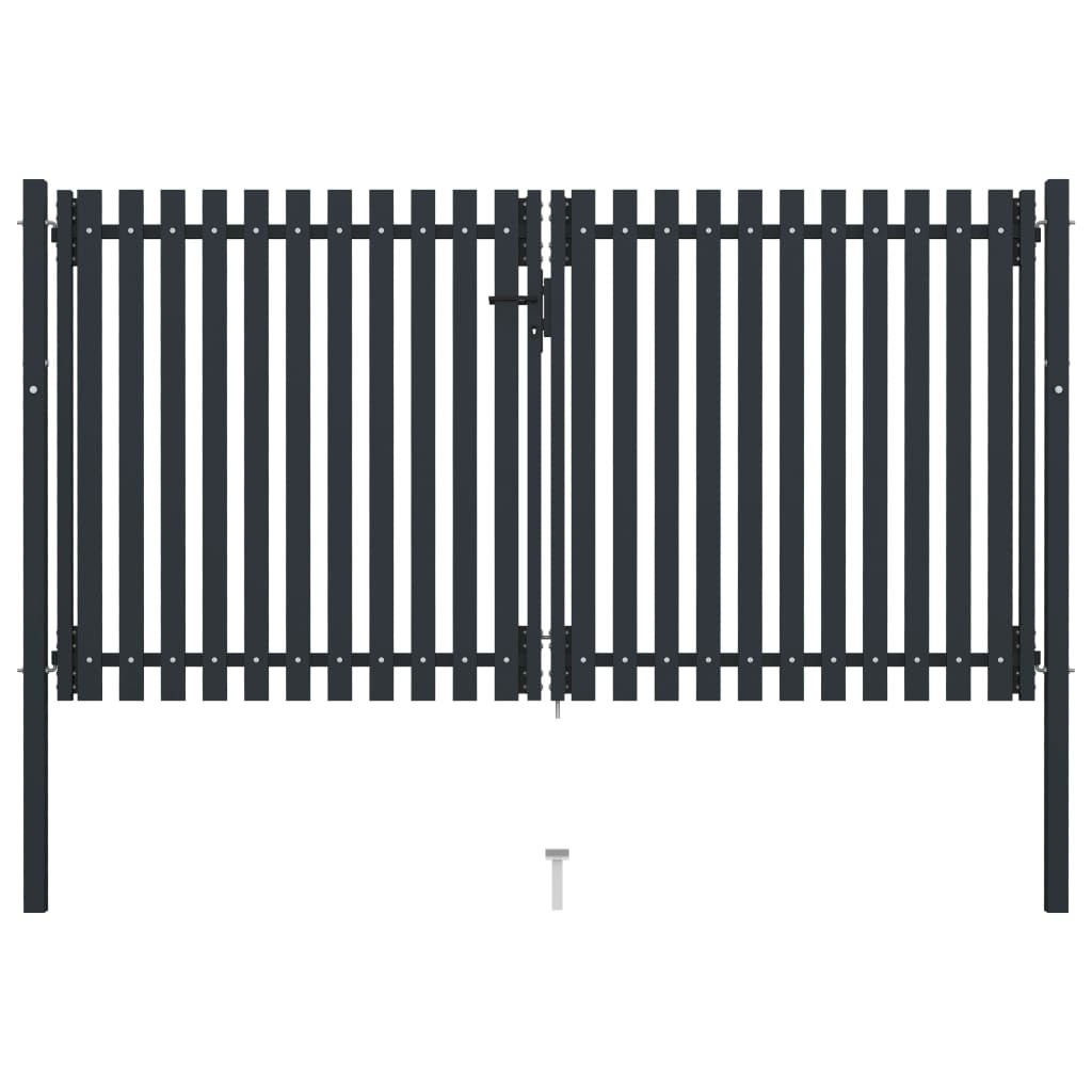 vidaXL Doppelflügel Zauntor Stahl 306x200 cm Anthrazit