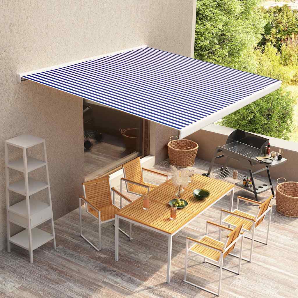  vidaXL Markisenbespannung Canvas Blau & Weiß 450x300 cm