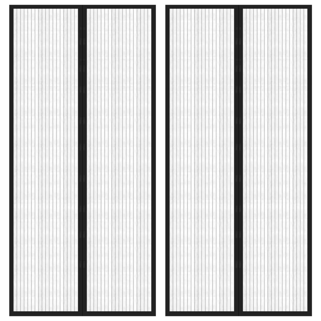 vidaXL Fliegengitter-Türvorhänge 2 Stk. Magnet Schwarz 220x110 cm