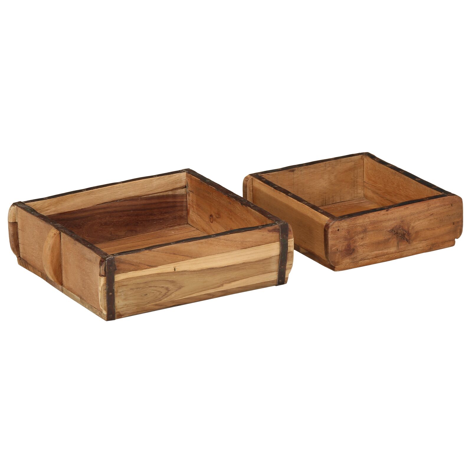vidaXL 2-teiliges Tablett-Set aus recyceltem Massivholz