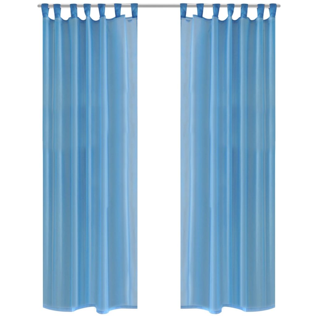 2 x Transparente Gardine Fertiggardine 140 x 245 cm türkis