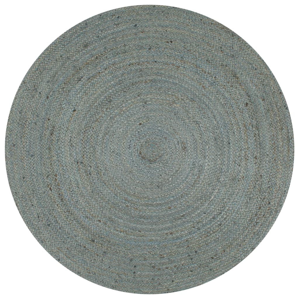  vidaXL Teppich Handgefertigt Jute Rund 120 cm Olivgrün