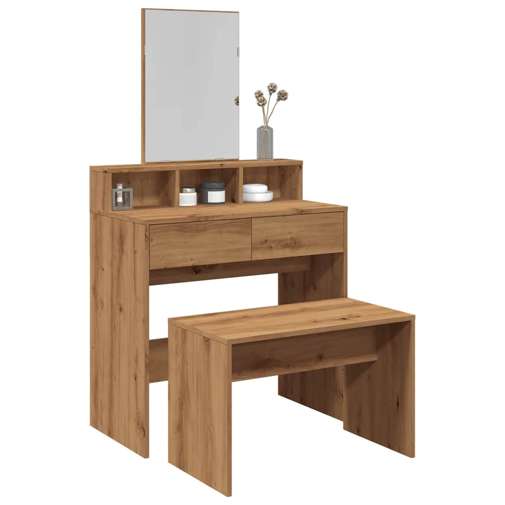 vidaXL Schminkhocker Artisan-Eiche 70x35x45 cm Holzwerkstoff