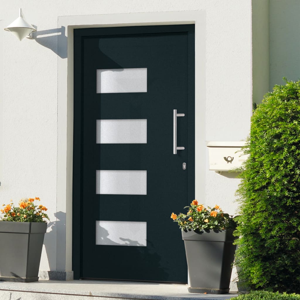vidaXL Haustür Aluminium und PVC Anthrazit 110x210 cm  