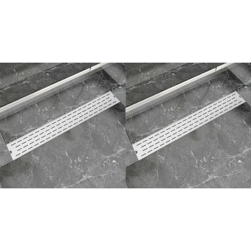 vidaXL Lineare Duschrinnen 2 Stk. Linien 830 x 140 mm Edelstahl