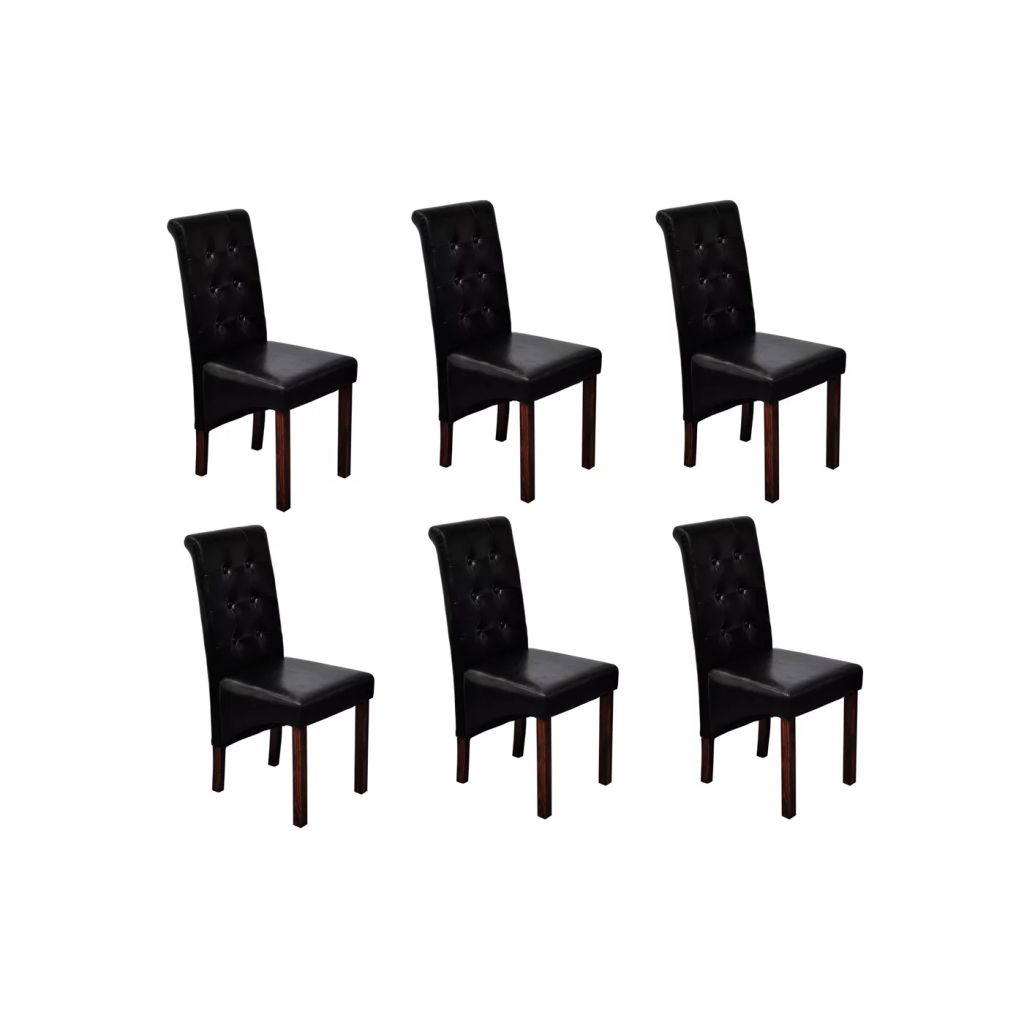  vidaXL Esszimmerstühle 6 Stk. Schwarz Kunstleder