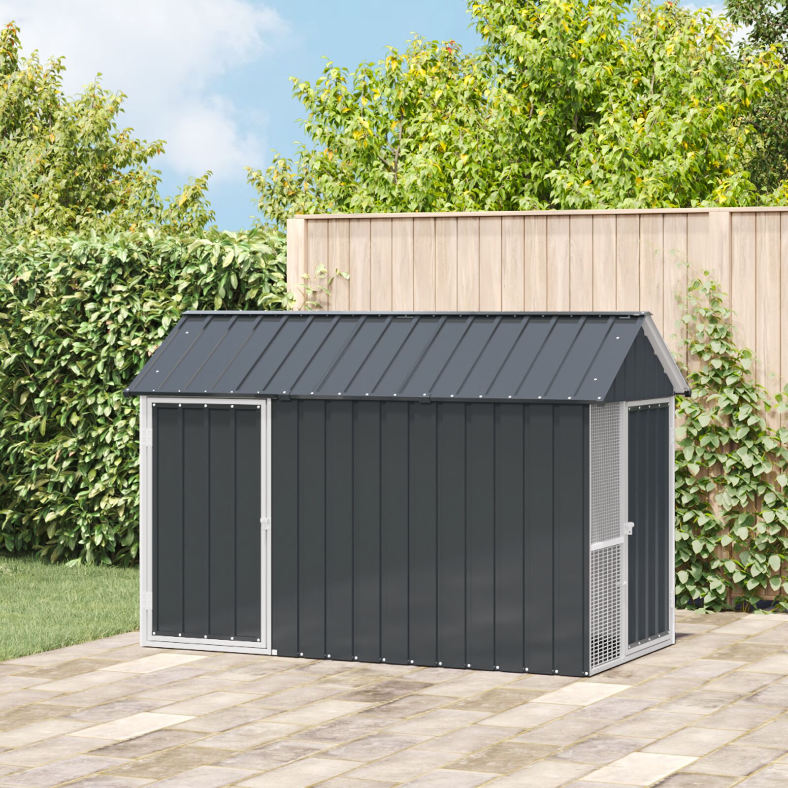 vidaXL Vogelvoliere Anthrazit 112x215x141 cm Stahl