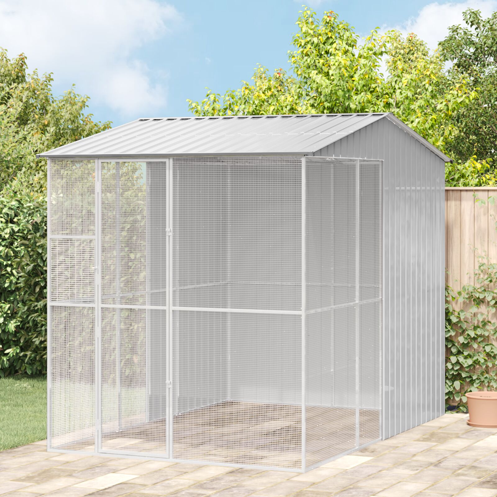 vidaXL Vogelvoliere Grau 215x310x247 cm Stahl