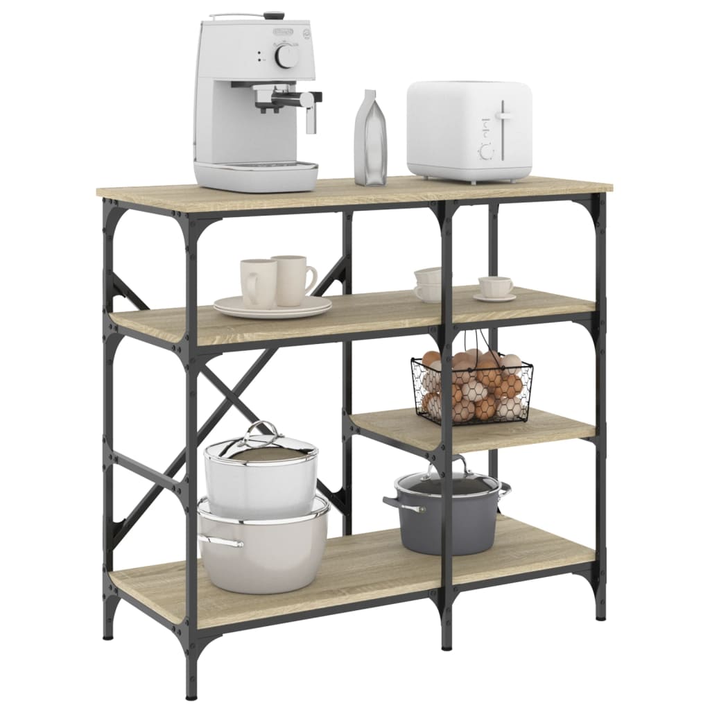 vidaXL Bäckerregal Sonoma-Eiche 90x40x84 cm Holzwerkstoff und Metall