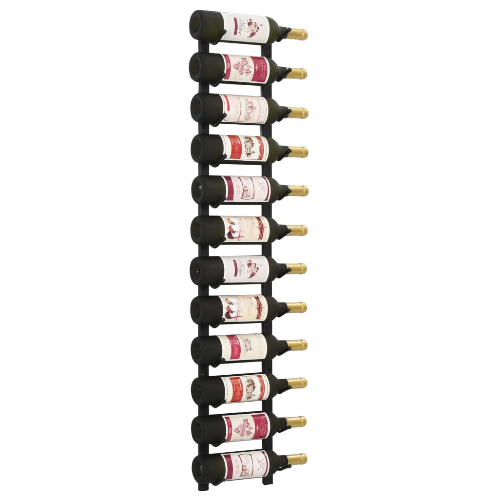 vidaXL Wand-Weinregal für 12 Flaschen Schwarz Eisen