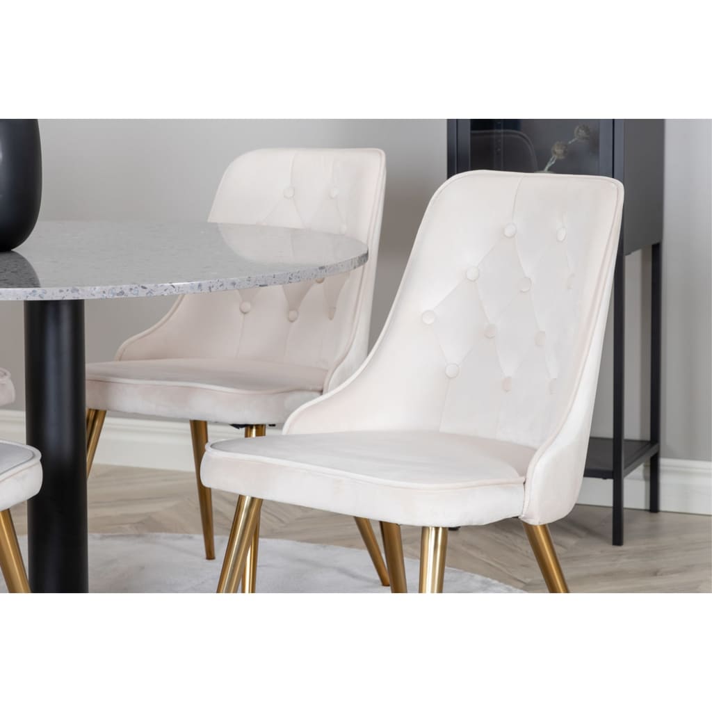 Venture Home Esszimmerstühle 2 Stk. Velvet Deluxe Samt Beige Messing