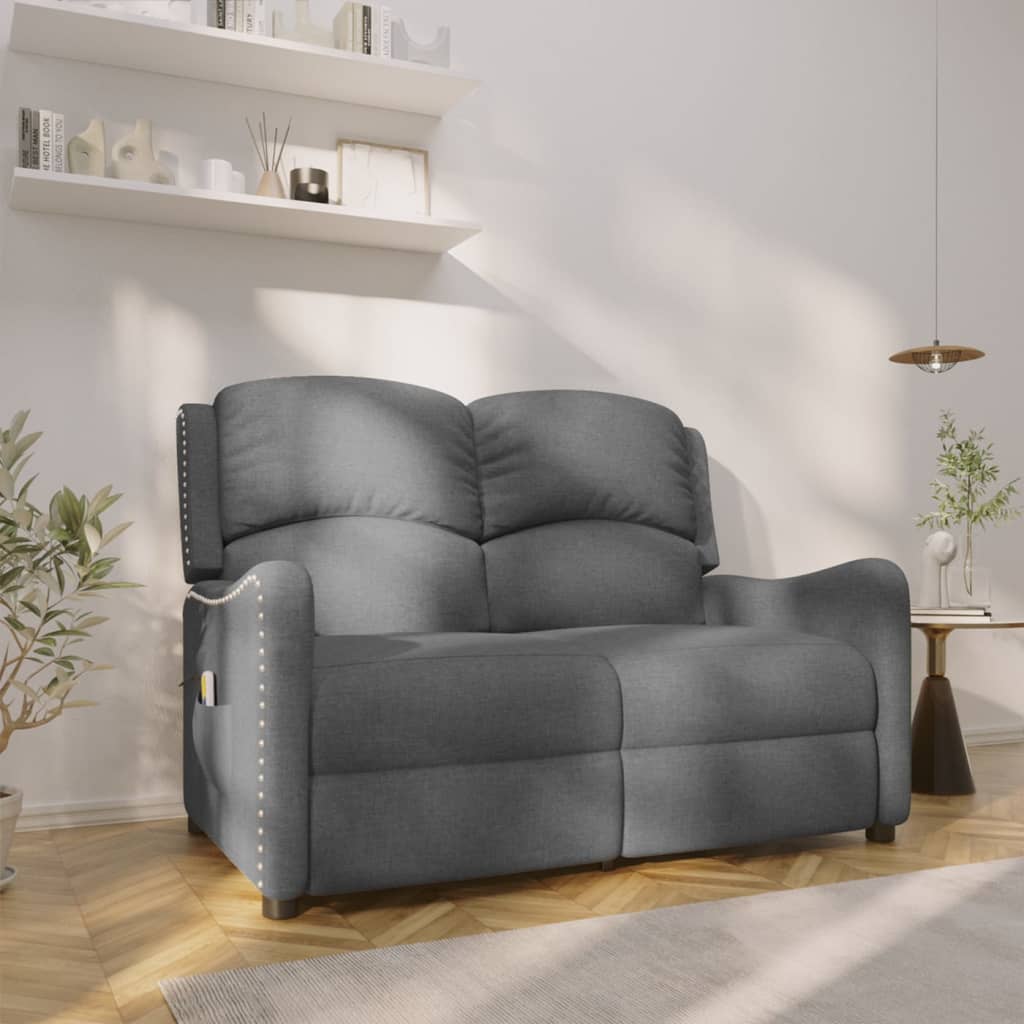 vidaXL 2-Sitzer Massagesessel Hellgrau Stoff