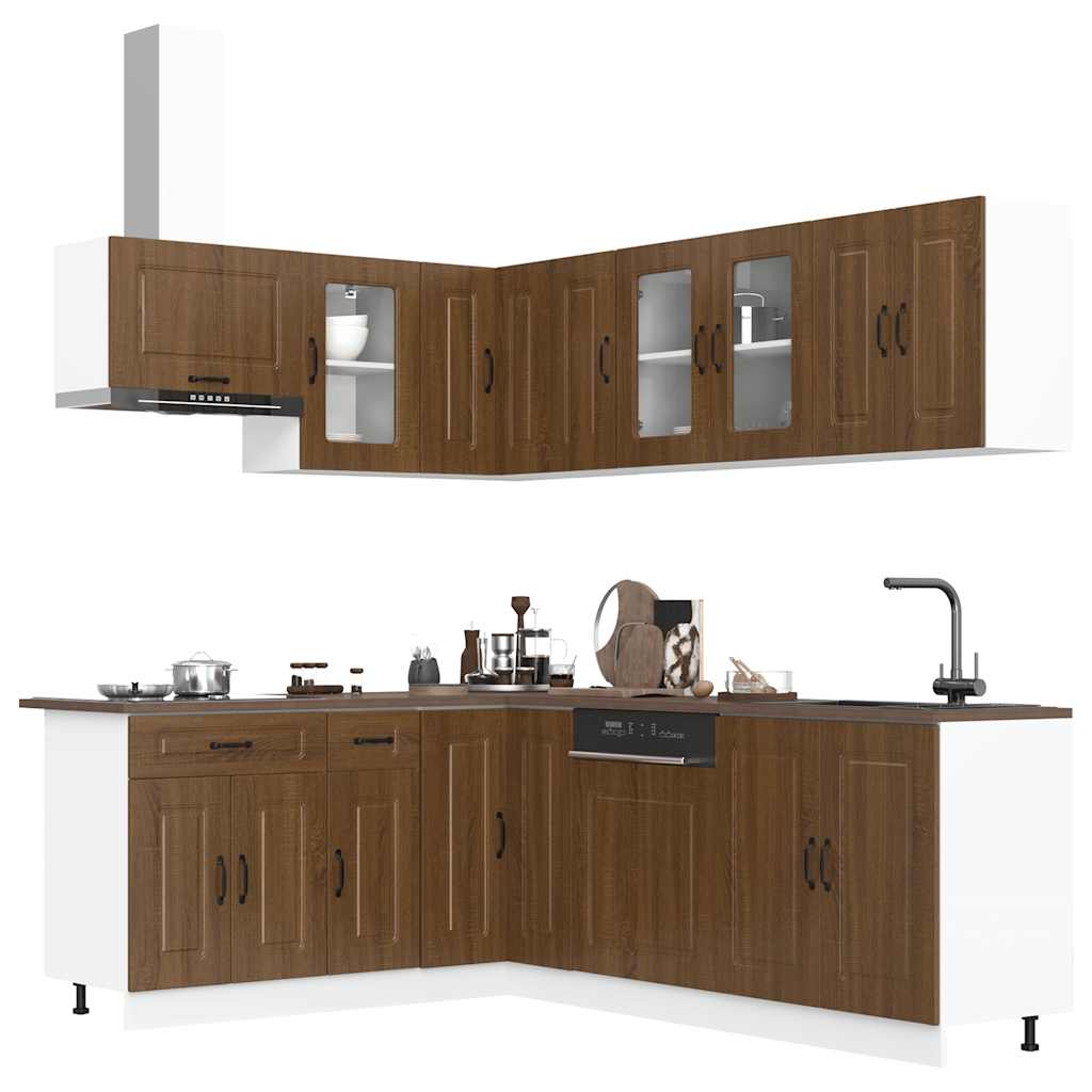 vidaXL 11-tlg. Küchenschrank-Set Kalmar Braun Eichen-Optik Holzwerkstoff