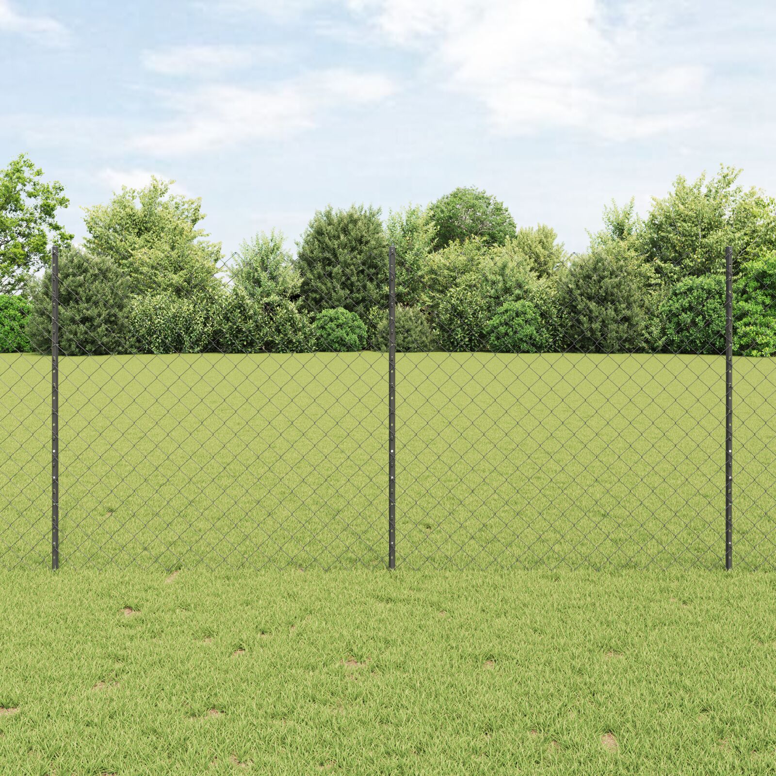 vidaXL Drahtzaun mit 20 U-Pfosten Grau 1,2x10 m Stahl