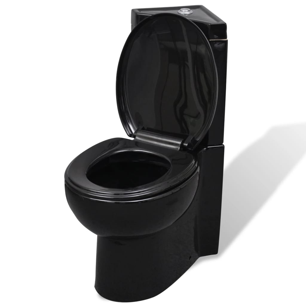 vidaXL Toilette für Ecke Keramik Schwarz