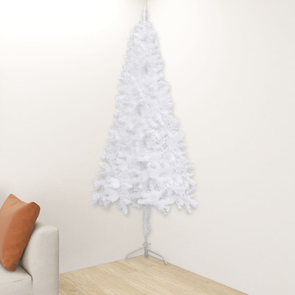 vidaXL Künstlicher Eck-Weihnachtsbaum Weiß 150 cm PVC