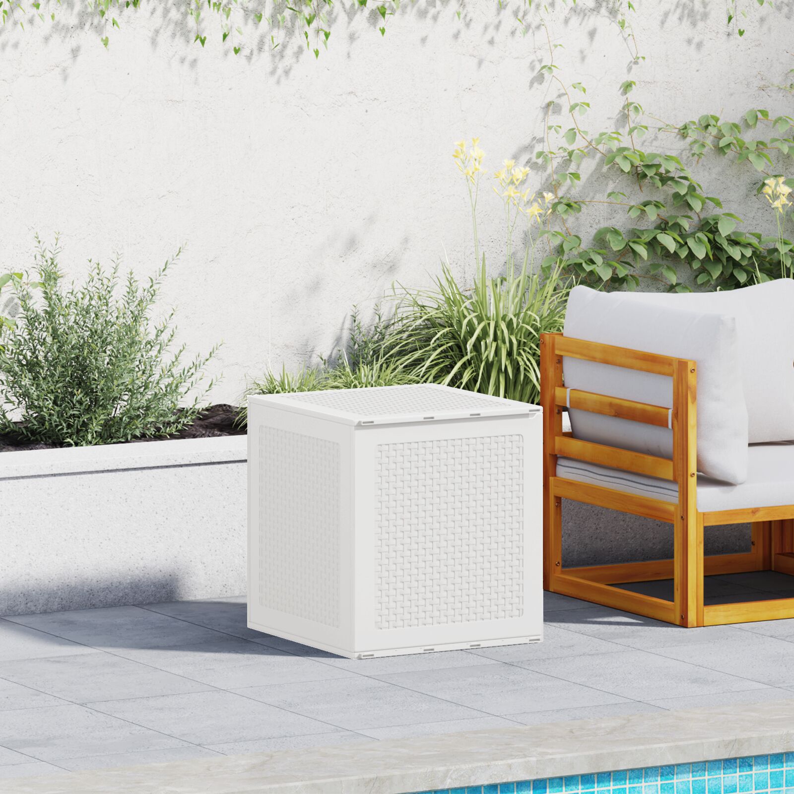 vidaXL Garten Aufbewahrungsbox Weiß 55x53x57 cm PP