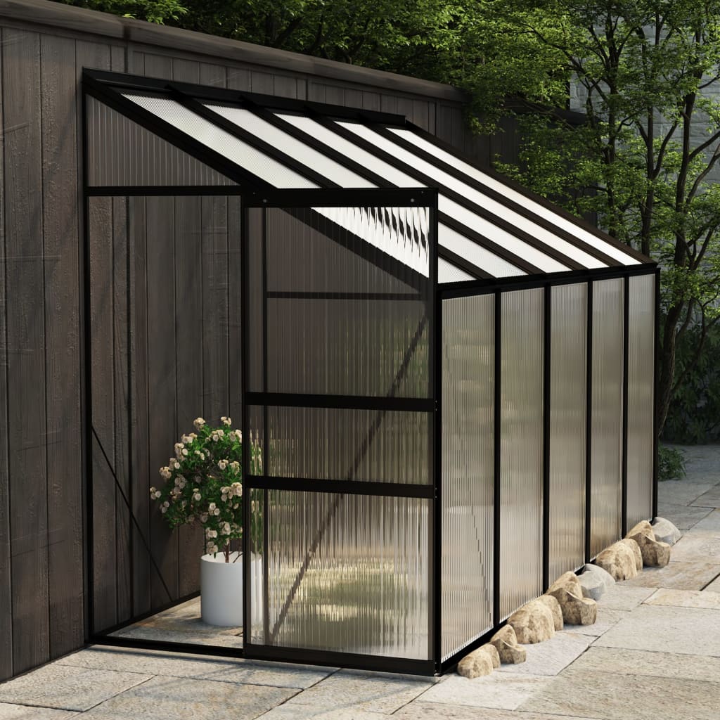 vidaXL Anlehngewächshaus Anthrazit Aluminium 6,5 m³