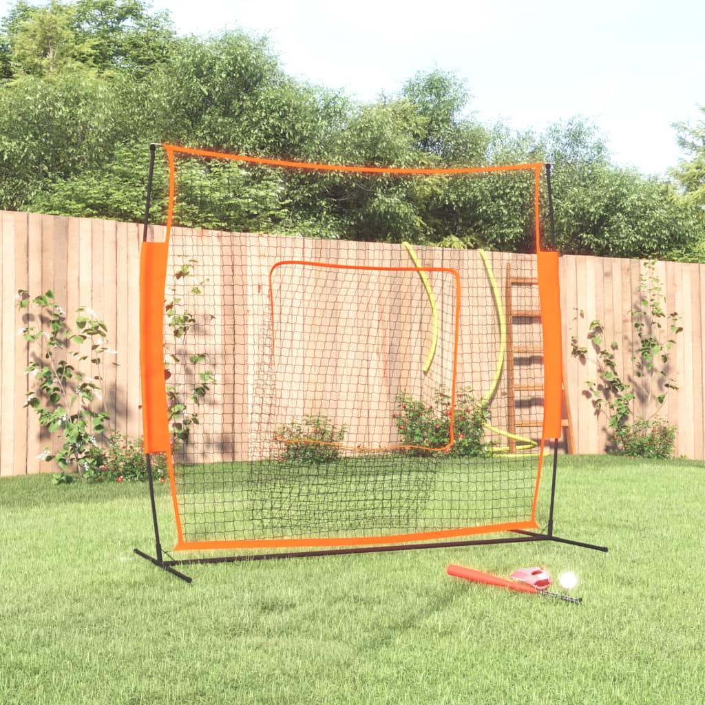 vidaXL Baseball-Netz Tragbar Rot Schwarz 219x107x212cm Stahl Polyester 